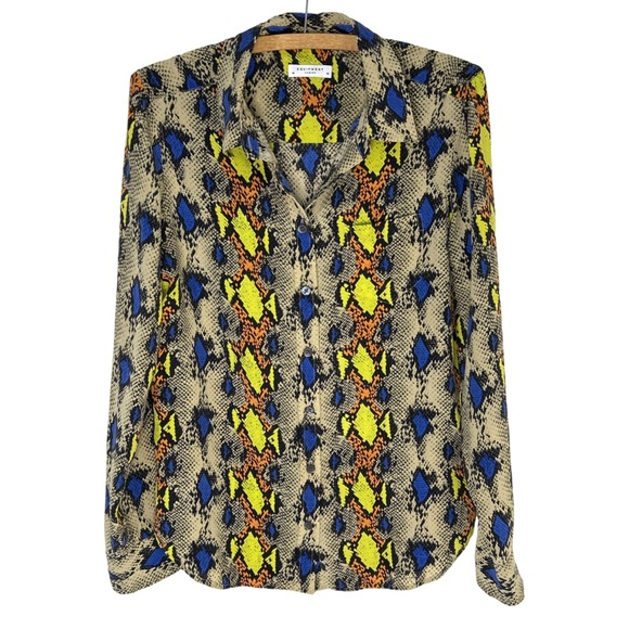 Equipment Tops - EQUIPMENT FEMME Silk Snake Skin Button Down Top Size Medium